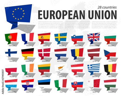 European union flag ( EU ) and membership on europe map background . Speech bubbles design . Vector .