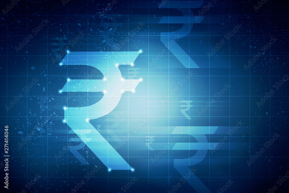 Rupee currency . 2D rendering illustration