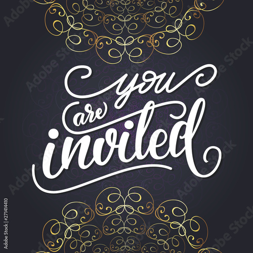 Wedding lettering card design. Vector illustration.
