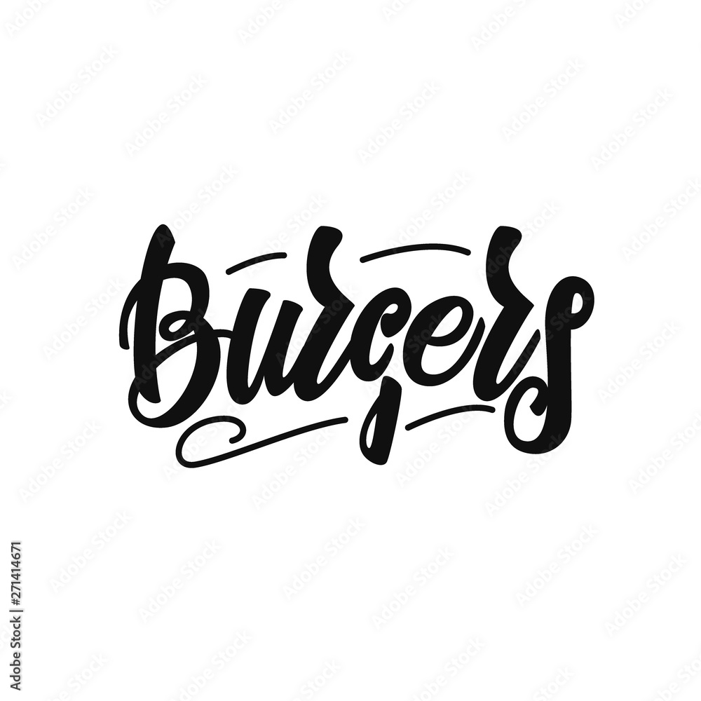Burgers lettering design. Vector illustration.