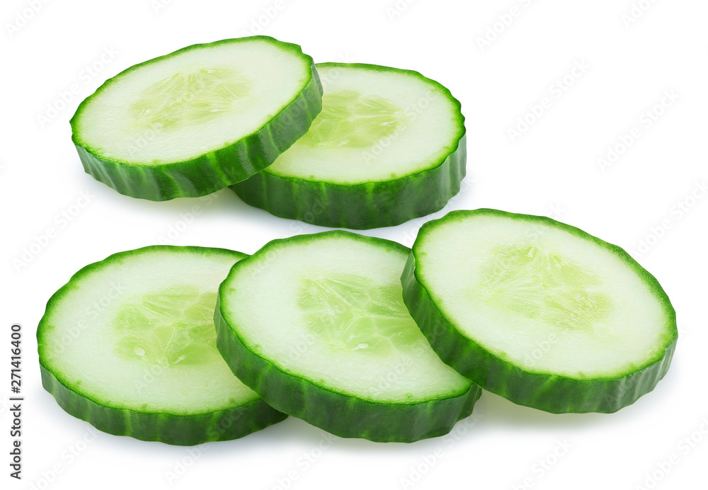 cut green cucumber isolated on white background cut green cucumber isolated on white background