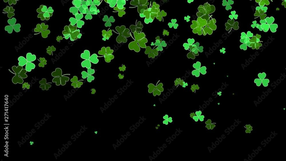 Clover leafs falling with alpha, St. Patrick's day, looped. Clover leafs falling with alpha, St. Patrick's day, looped.