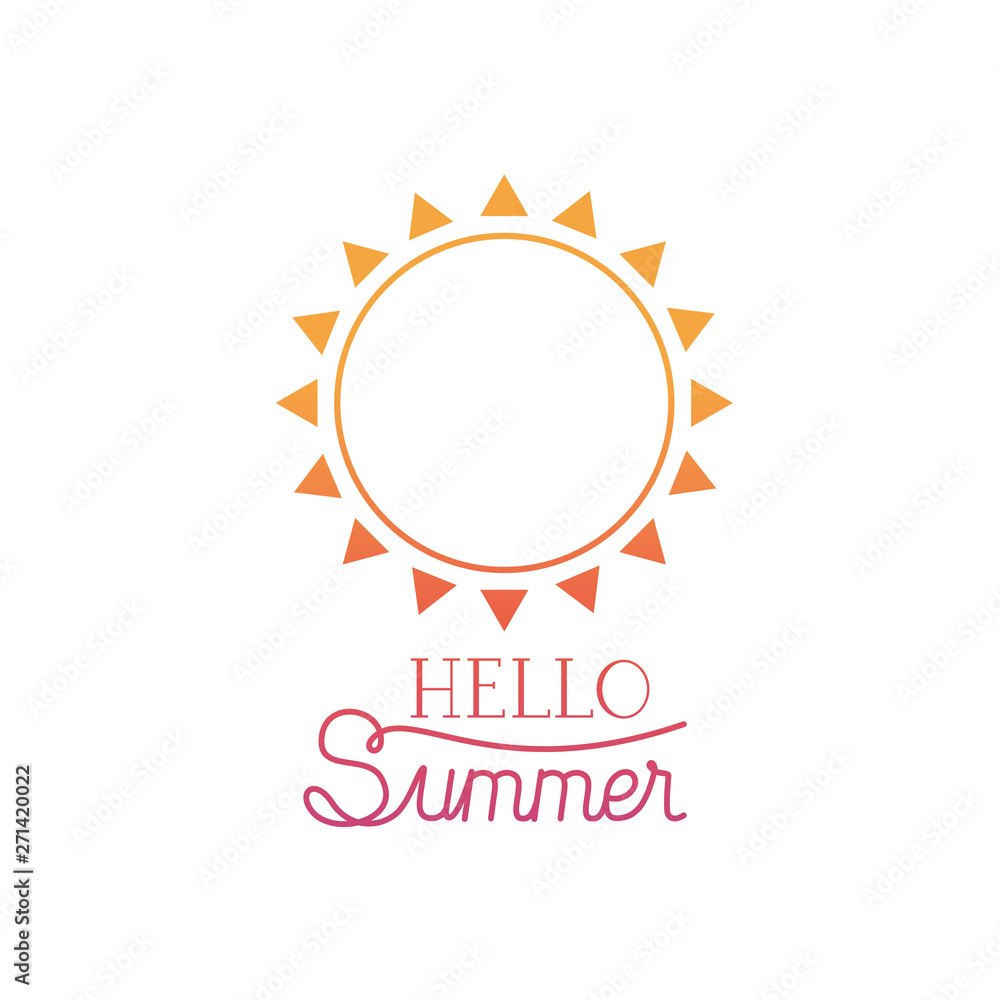 Naklejka premium hello summer label with colorful image