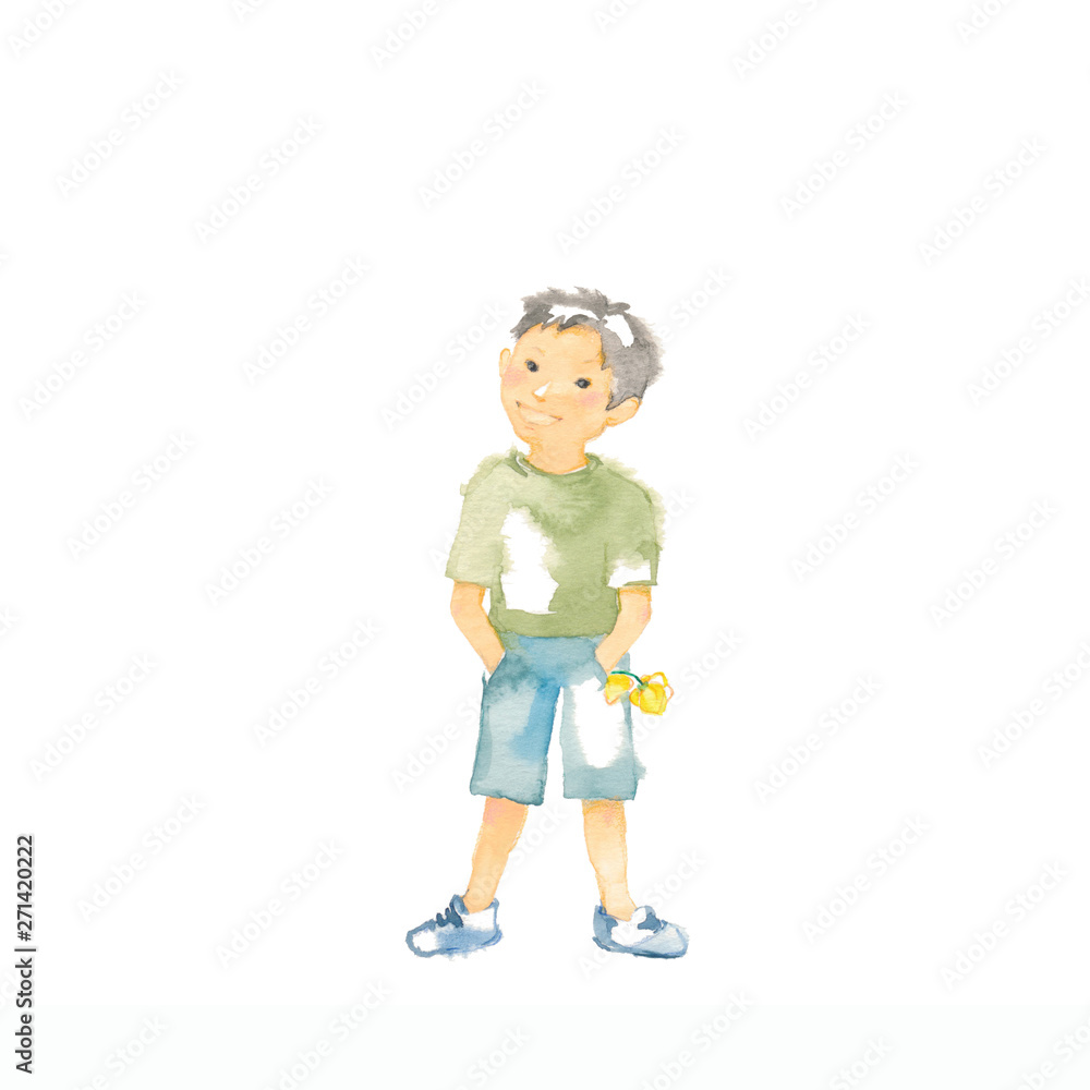 黄色い花をポケットに入れた男の子 黄色い花をポケットに入れた男の子