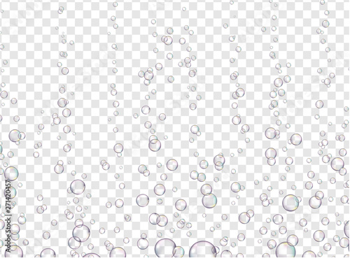  Water pops. Fizzy sparkles in aquarium. Underwater texture.. Vector transparent background with fizzing air bubbles.