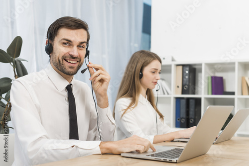 People working in call center