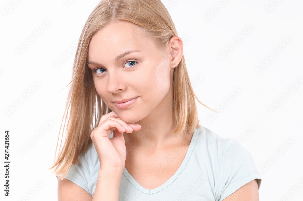Pretty smiling joyfully female with blonde hair Pretty smiling joyfully female with blonde hair