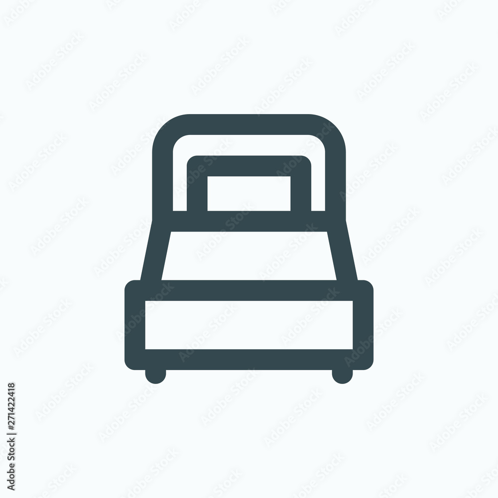 Hotel bed isolated icon, apartment single bed linear vector icon Hotel bed isolated icon, apartment single bed linear vector icon