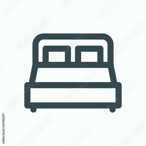 Double bed isolated icom, hotel room outline icon, bedroom linear icon
