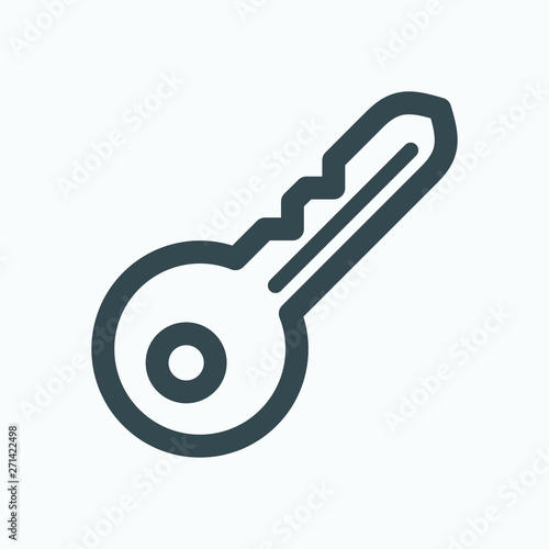 Hotel door key isolated icon, hotel room key linear icon