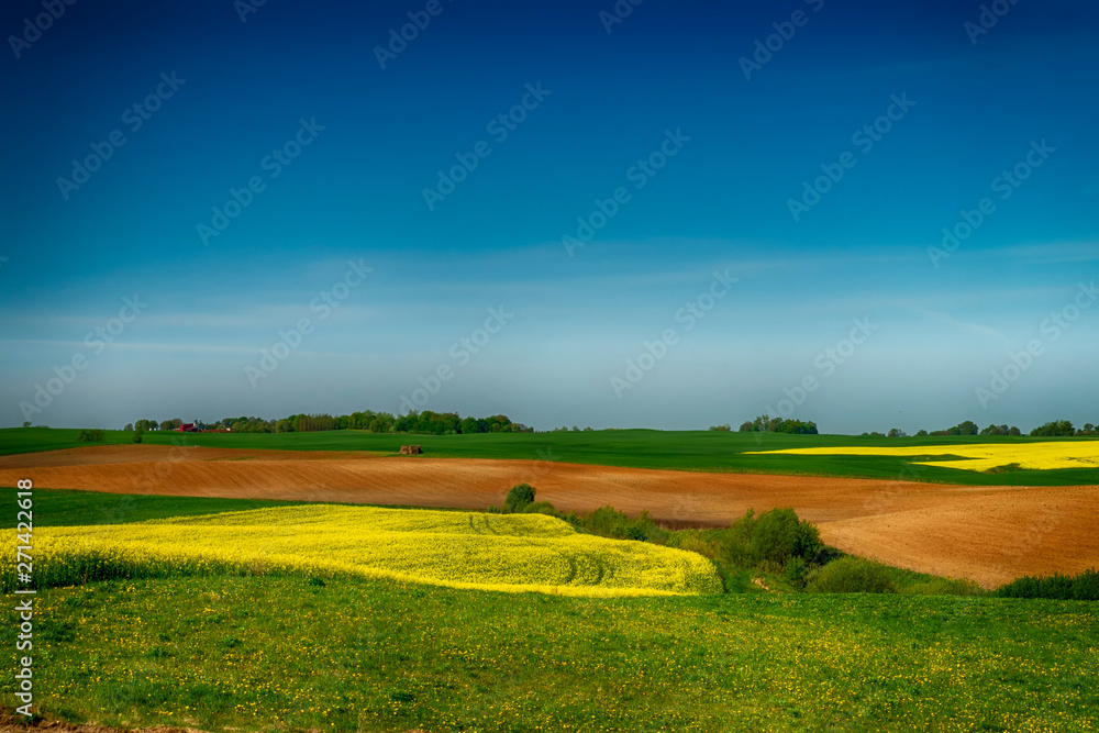 Agricultural landscape with rolling hills Agricultural landscape with rolling hills