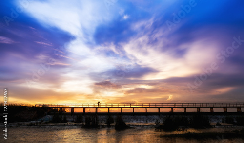 Man silhouette sunset