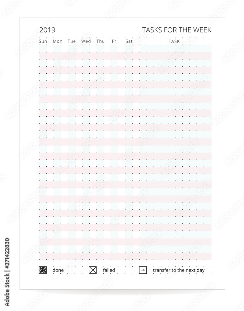 TASKS FOR THE WEEK. week organizer. Bullet journal, your mood. Habit  tracker template. Monthly planer Stock Vector | Adobe Stock