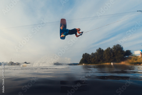 Wake boarding sportsman portrait, sport and active lifestyle, man photo portrait