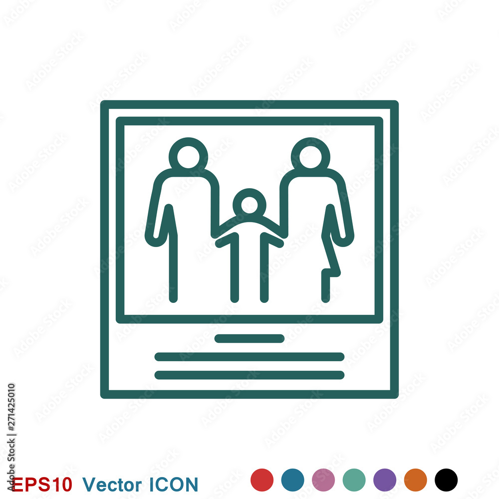 Family icon in flat style. Parents symbol for logo, web site design Family icon in flat style. Parents symbol for logo, web site design