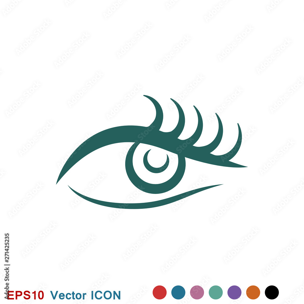 Beautiful eye icon with eyebrow brush for logo Beautiful eye icon with eyebrow brush for logo