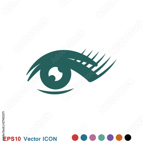 Beautiful eye icon with eyebrow brush for logo © ironsv
