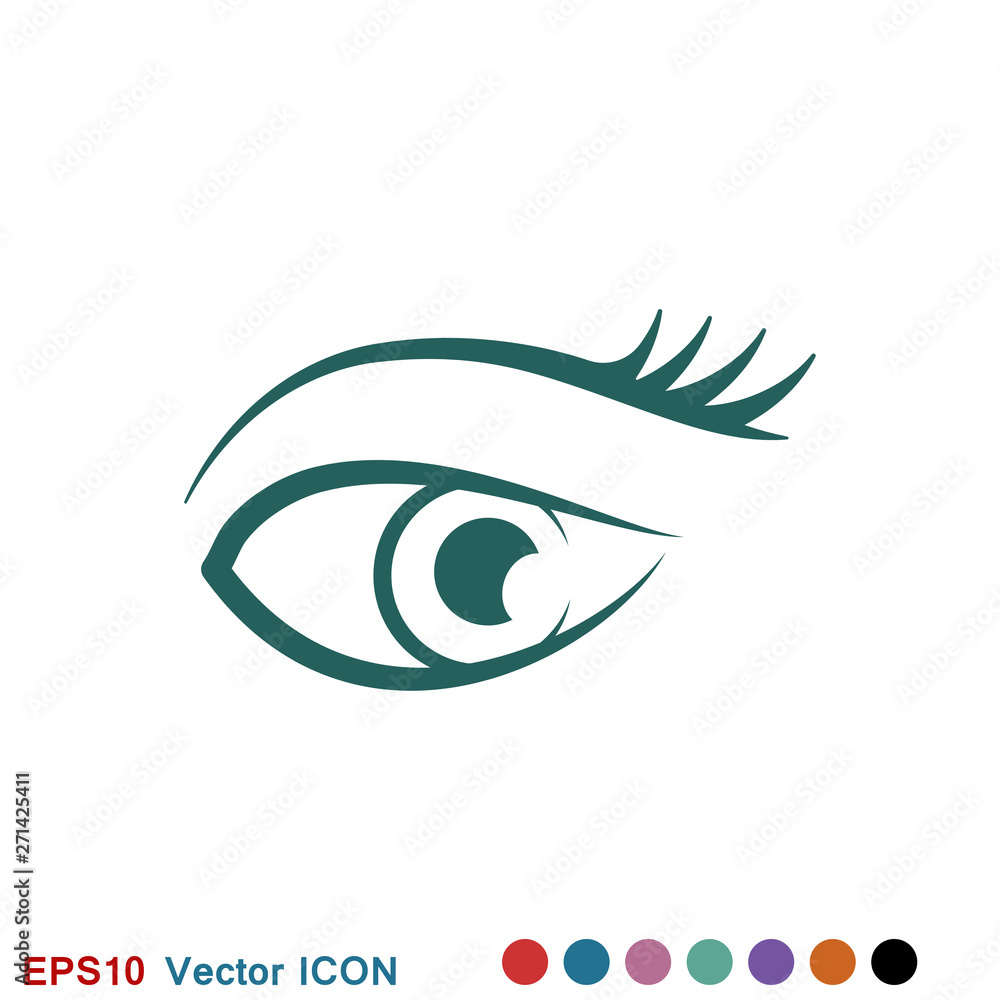 Beautiful eye icon with eyebrow brush for logo