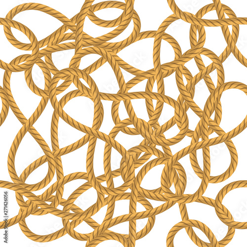 Rope with Knot Seamless Pattern on White Backround