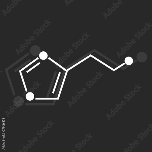 Histamine molecular formula on dark background