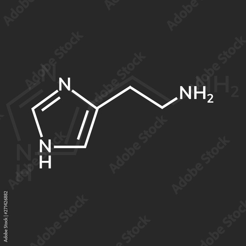 Histamine molecular formula on dark background
