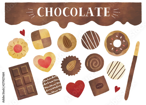 チョコとクッキー水彩