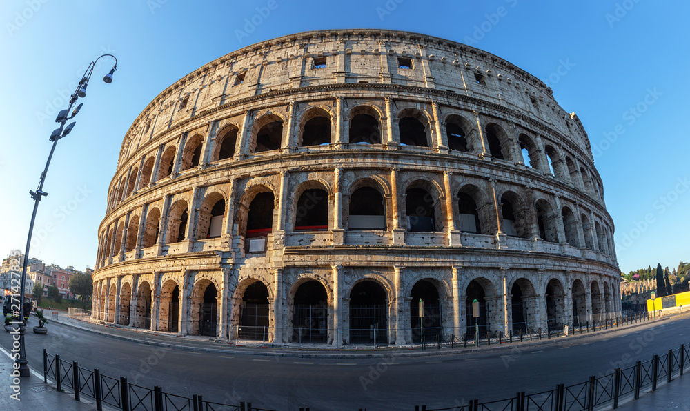 Italian historical monument of the Colosseum, in Rome.