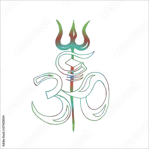 Gradient illustration of Ohm and Shiva's trident.