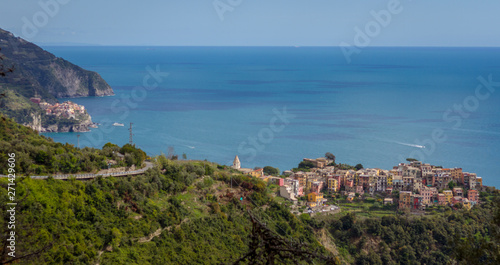 Manarola / Italy - April 28 2019: View of the city of Corniglia (Cinque Terre) from the nearby hiking trails. © Penty Photography