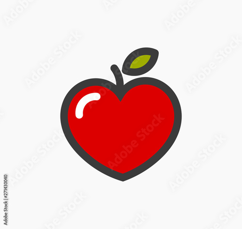 Heart shaped apple icon.