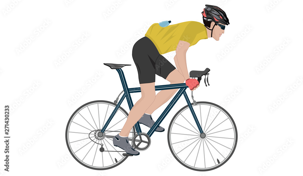 Cyclist in helmet - racing bike - isolated on white background - flat style - vector Cyclist in helmet - racing bike - isolated on white background - flat style - vector