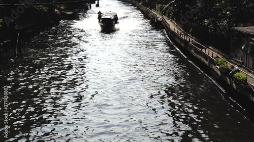 Saen Saep canal passenger boat, in Bangkok, the capital city of Thailand, atmosphere at noon. photo