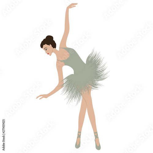 Ballerina, graceful, elegant, in a tutu - isolated on white background - vector