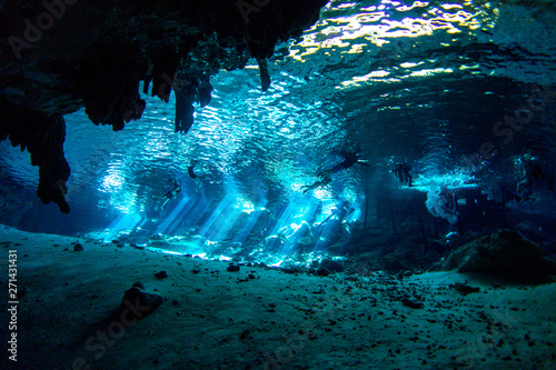 Underwater Dos Ojos Cenote Yucatan Mexico