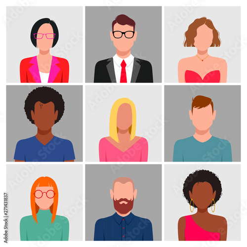 Diverse people avatar set