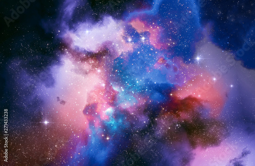 Fototapeta Naklejka Na Ścianę i Meble -  Deep space nebula and galaxy background 3d illustration.