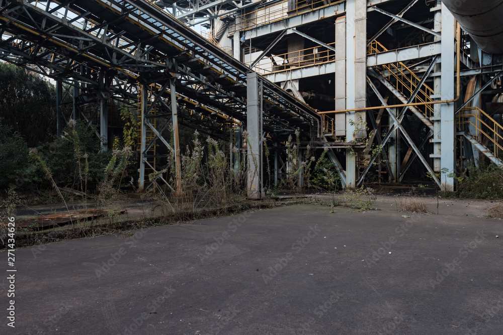 Industrial buildings in an abandoned factory