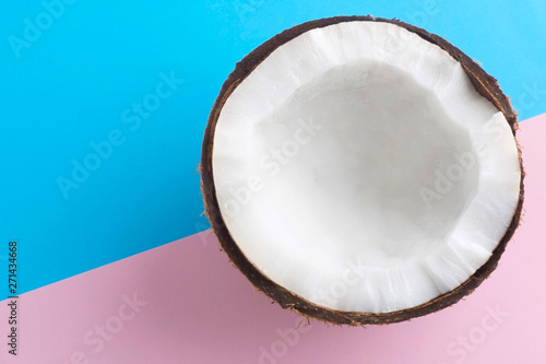Coconut on pink and blue