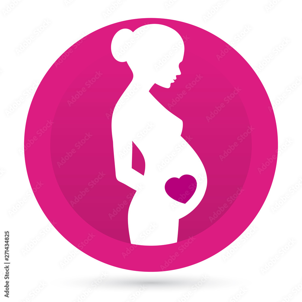 Silhouette of pregnant woman with heart on pink background - Vector Silhouette of pregnant woman with heart on pink background - Vector