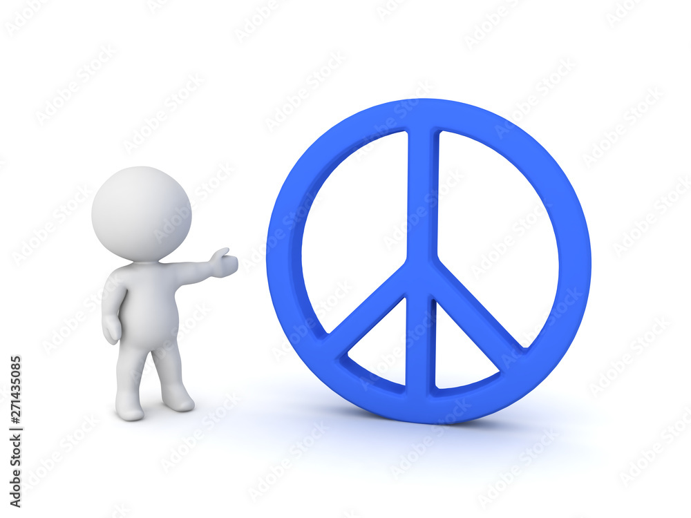 3D Character showing peace symbol 3D Character showing peace symbol