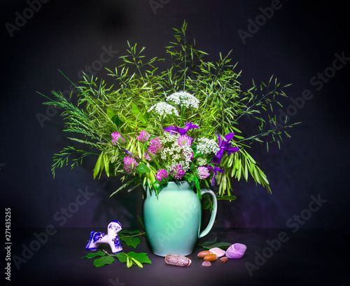 Wallpaper Mural still life, flowers, a bouquet of flowers in a vase with objects Torontodigital.ca