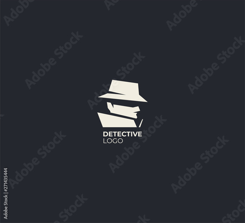 Spy detective logo design template. Criminal internet hacker logo. Investigation concept. Detective agency vector sign. Spy icon. Vintage label. Private detective logo. Vector illustration.