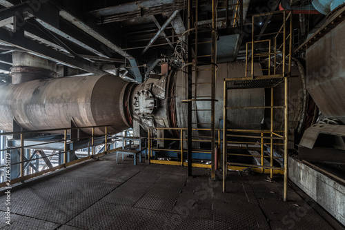 Interior of an old abandoned industrial steel factory