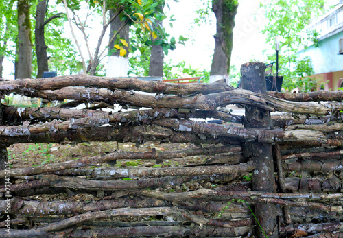 Wallpaper Mural Wicker wooden fence in the village Torontodigital.ca