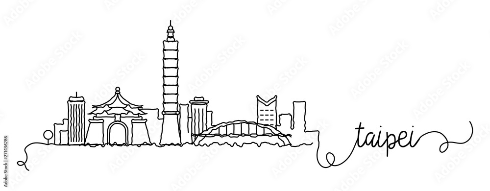 Taipei City Skyline Doodle Sign