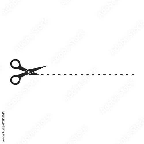 black scissors cut line vector design illustration isolated on white background