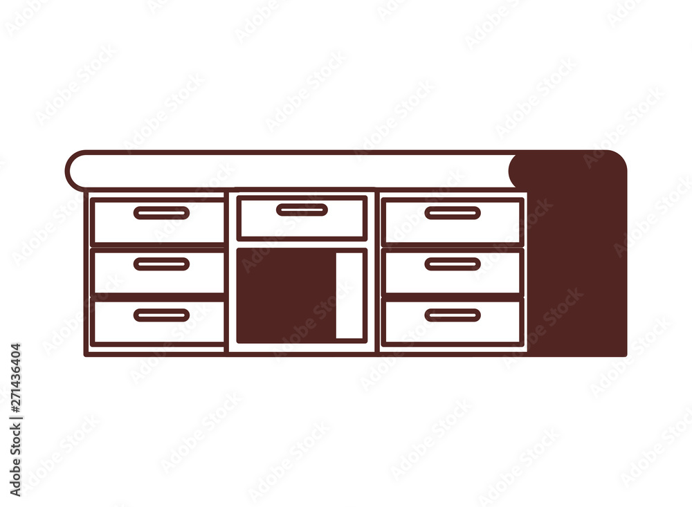 silhouette of office desk in wooden with white background silhouette of office desk in wooden with white background