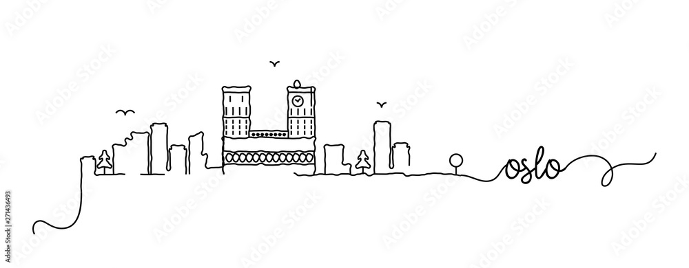 Oslo City Skyline Doodle Sign