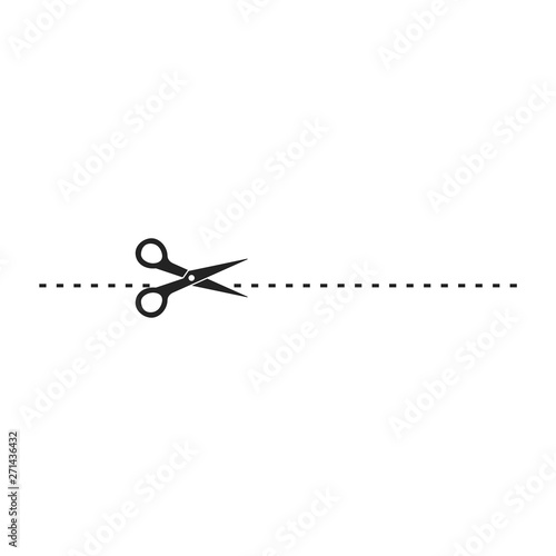 black scissors cut line vector design illustration isolated on white background