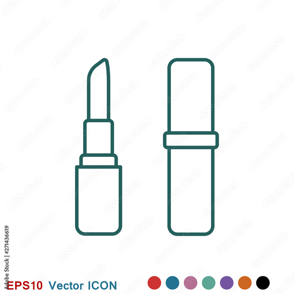 Lipstick icon, flat logo of lipstick, vector sign symbol for design